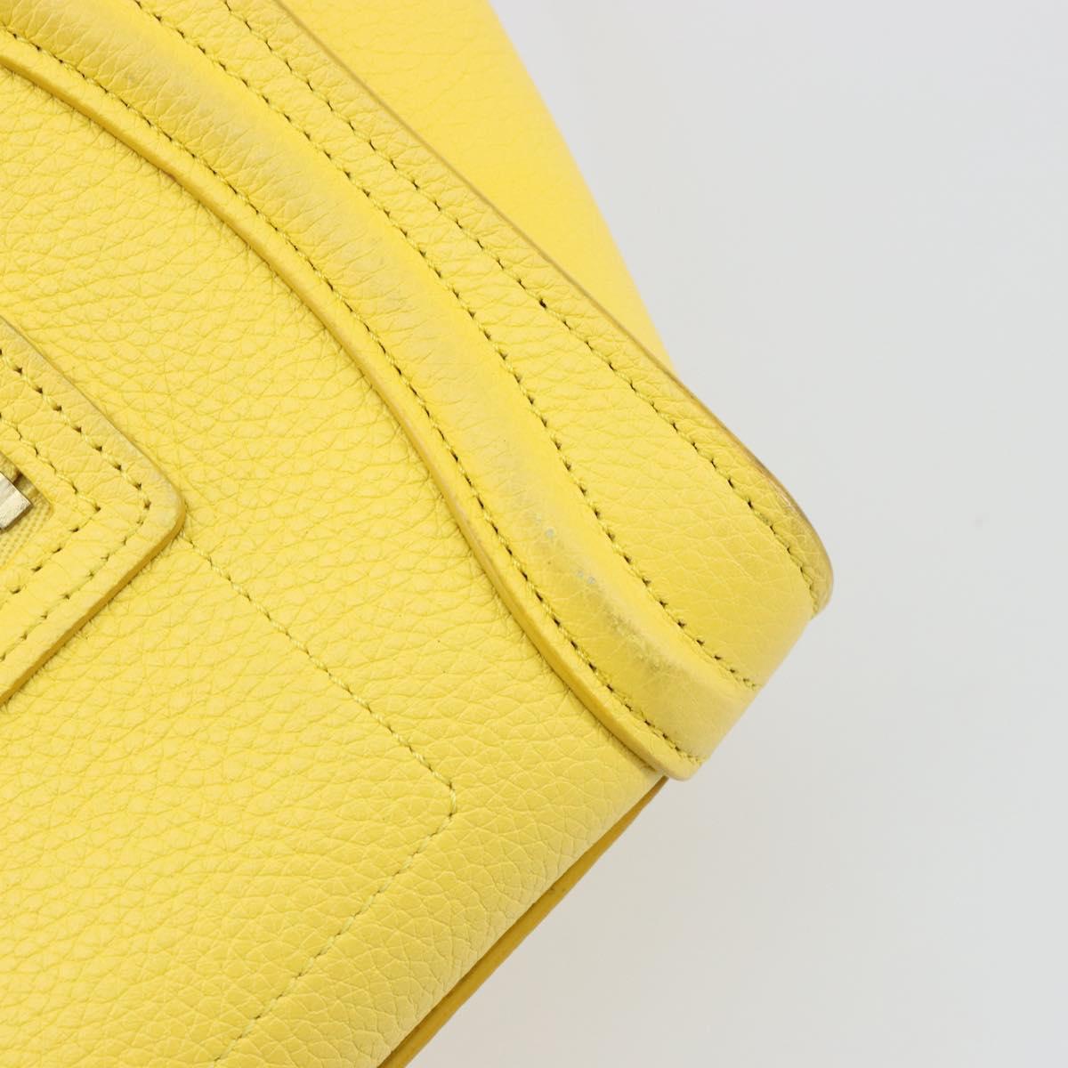 CELINE Hand Bag Leather 2way Gold Yellow Auth ka4756M