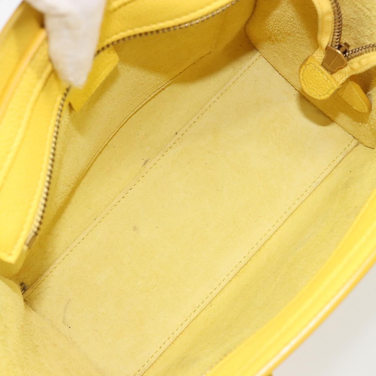 CELINE Hand Bag Leather 2way Gold Yellow Auth ka4756M