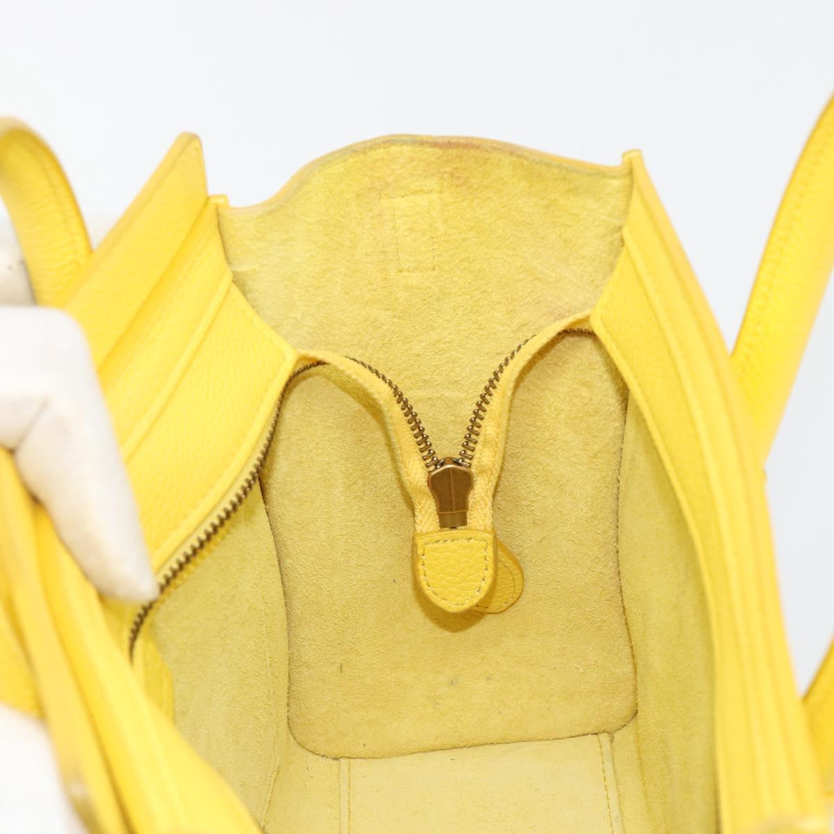 CELINE Hand Bag Leather 2way Gold Yellow Auth ka4756M