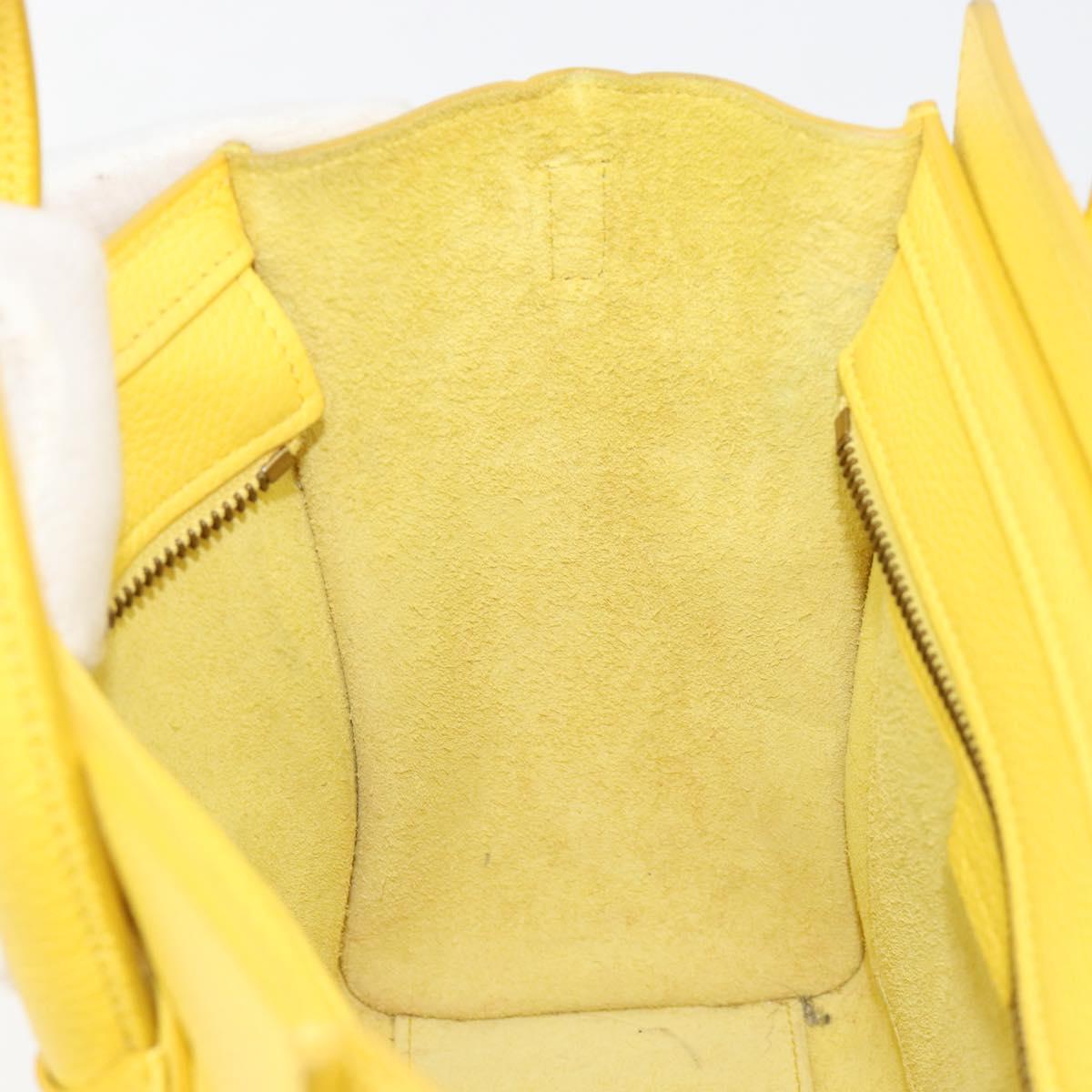 CELINE Hand Bag Leather 2way Gold Yellow Auth ka4756M