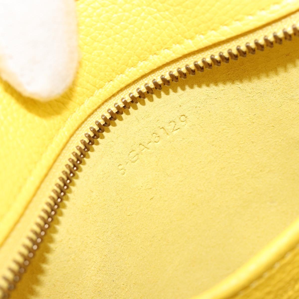 CELINE Hand Bag Leather 2way Gold Yellow Auth ka4756M