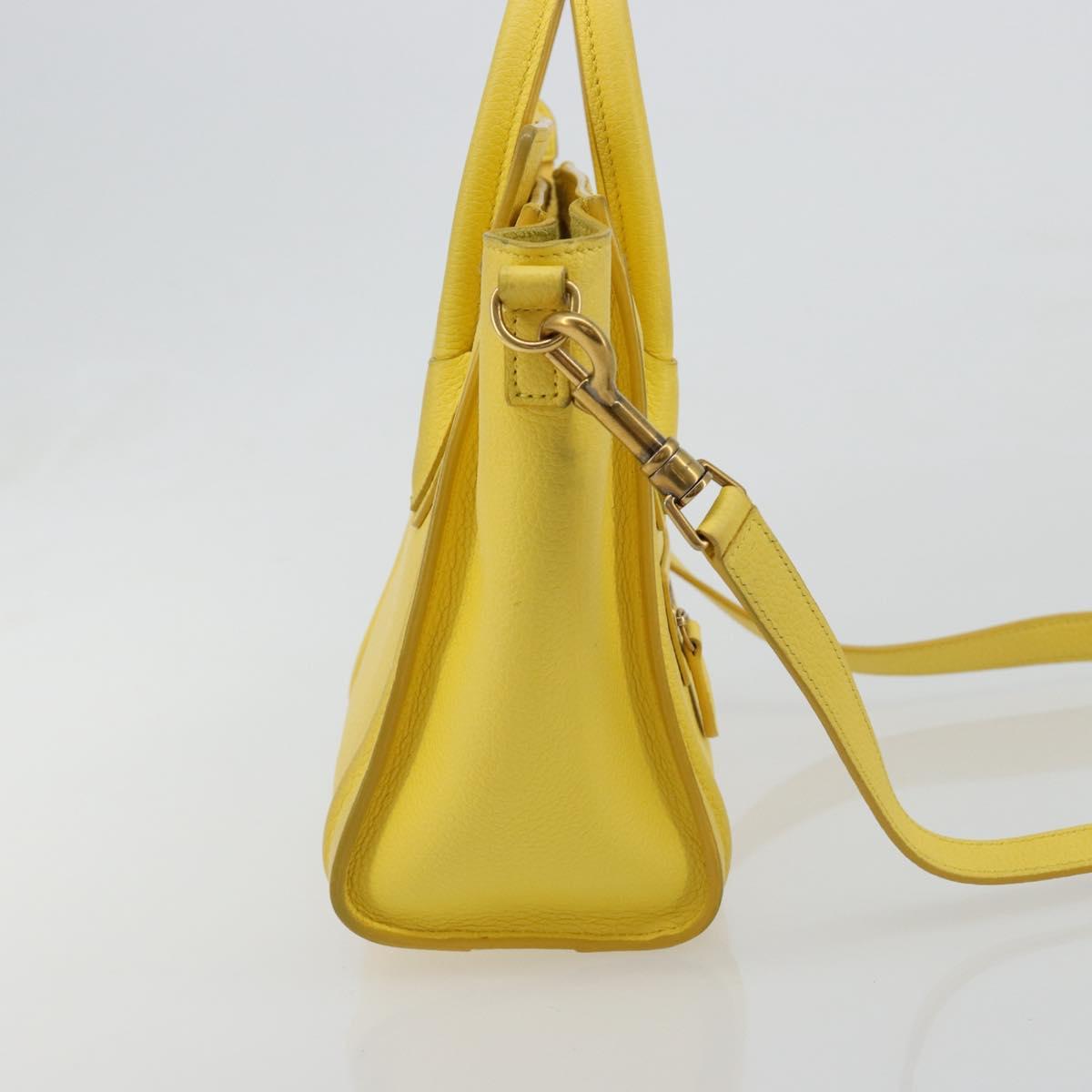 CELINE Hand Bag Leather 2way Gold Yellow Auth ka4756M