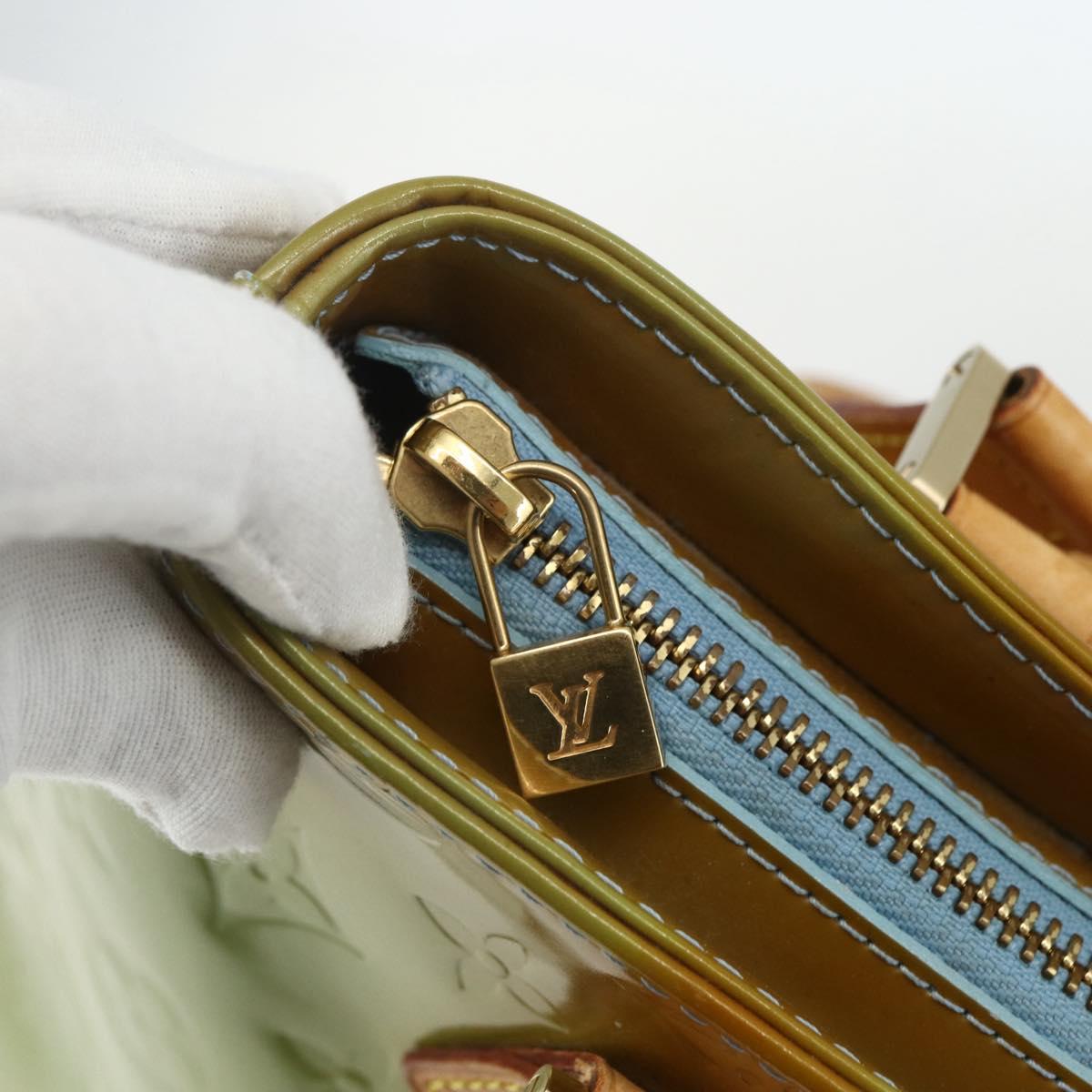 LOUIS VUITTON Monogram Vernis Houston Hand Bag Baby Blue M91005 LV Auth ka476