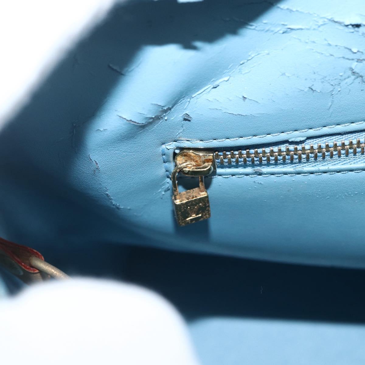 LOUIS VUITTON Monogram Vernis Houston Hand Bag Baby Blue M91005 LV Auth ka476