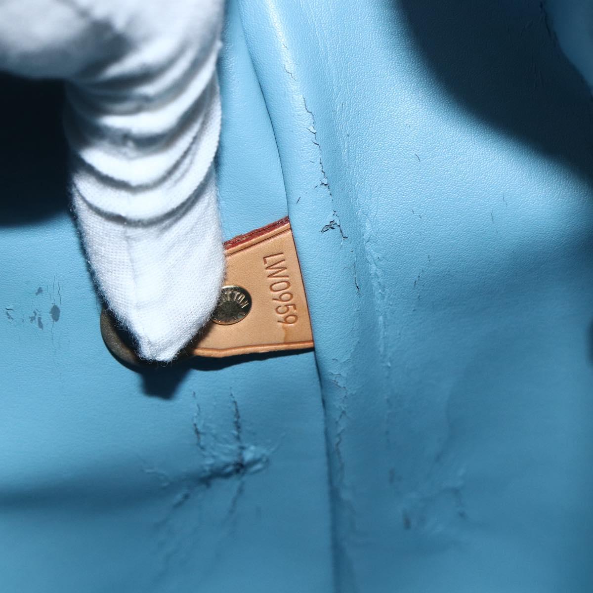 LOUIS VUITTON Monogram Vernis Houston Hand Bag Baby Blue M91005 LV Auth ka476