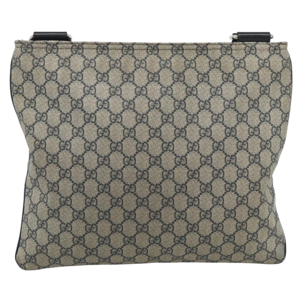 GUCCI GG Supreme Shoulder Bag PVC Navy Silver 201446 Auth ka4760