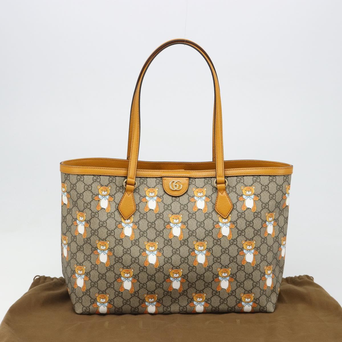 GUCCI GG Supreme Tote Bag PVC Beige Gold 631685 Auth ka4761M
