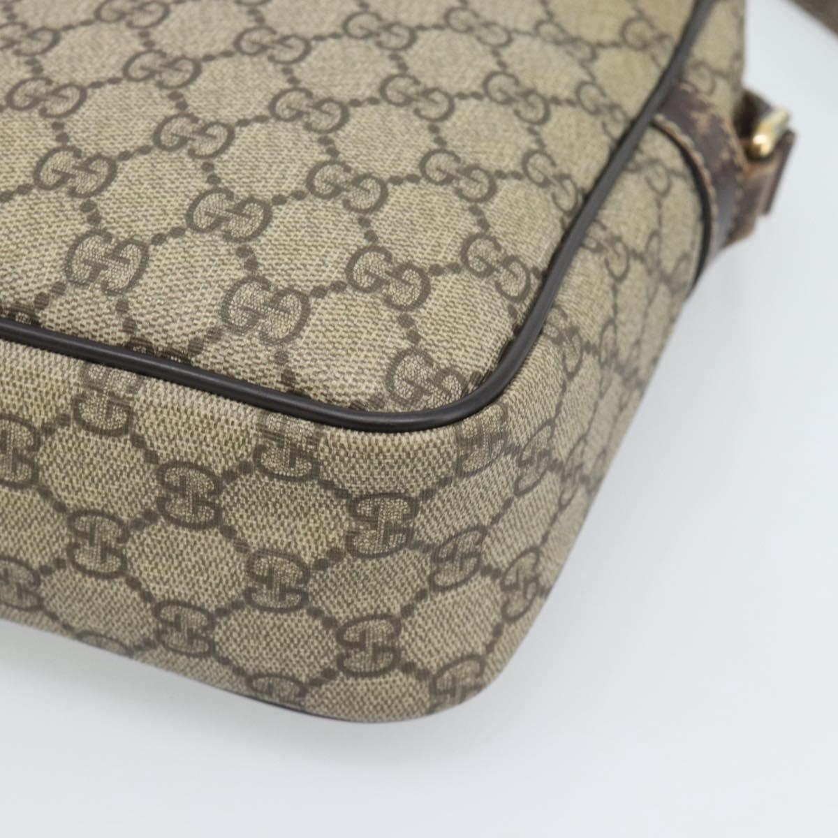 GUCCI GG Supreme Shoulder Bag PVC Beige Gold 233268 Auth ka4763