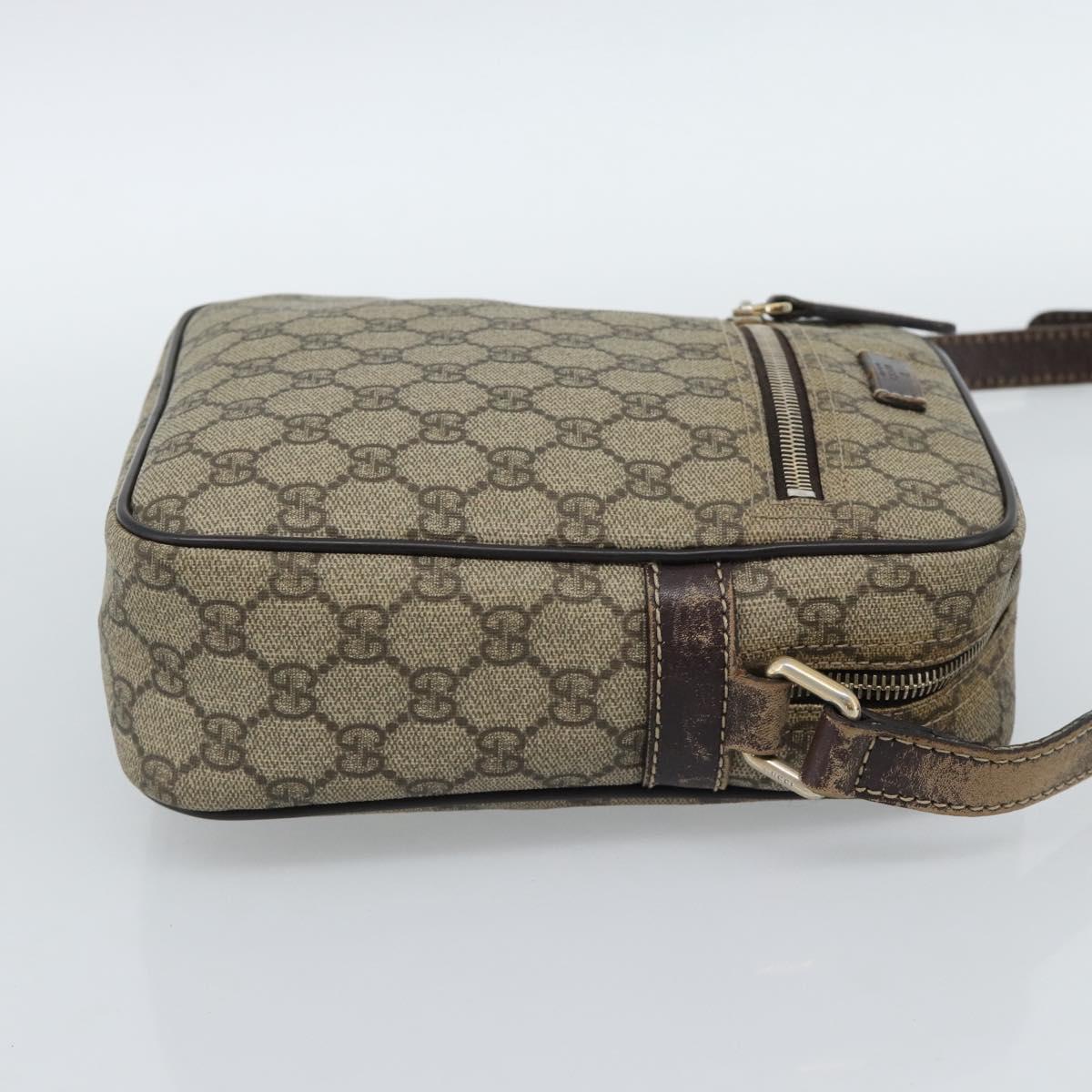 GUCCI GG Supreme Shoulder Bag PVC Beige Gold 233268 Auth ka4763