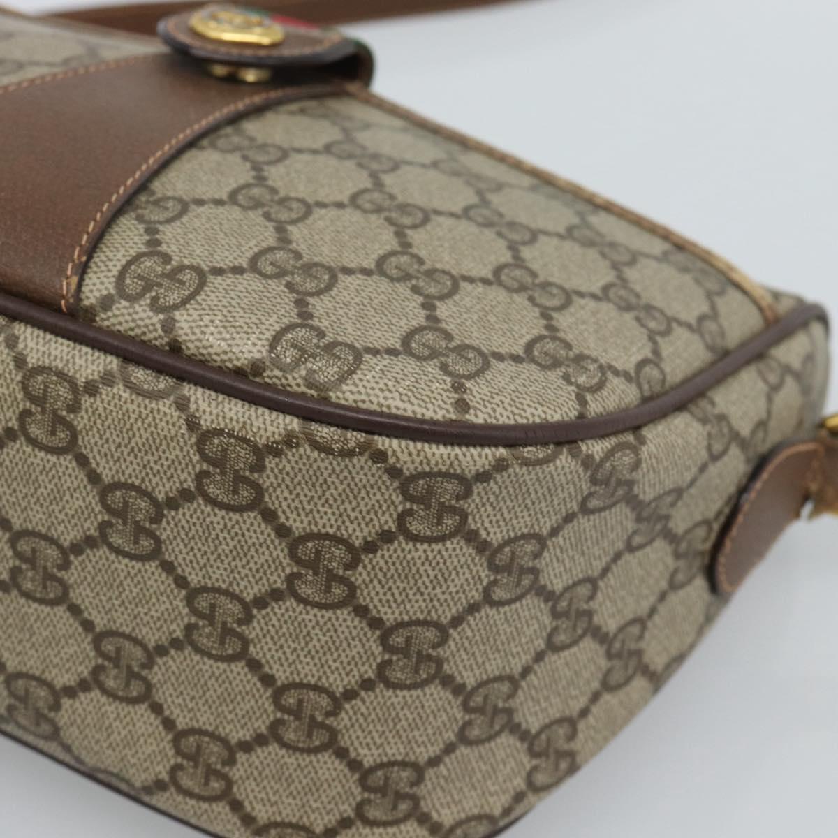 GUCCI GG Supreme Web Sherry Line Bag PVC Beige Gold 89 02 032 Auth ka4764