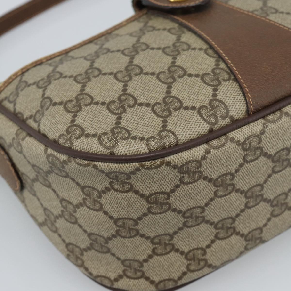 GUCCI GG Supreme Web Sherry Line Bag PVC Beige Gold 89 02 032 Auth ka4764