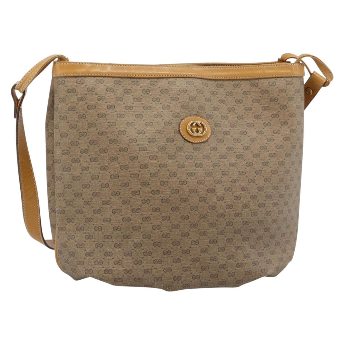 GUCCI Micro GG Supreme Shoulder Bag PVC Beige Gold Auth ka4765