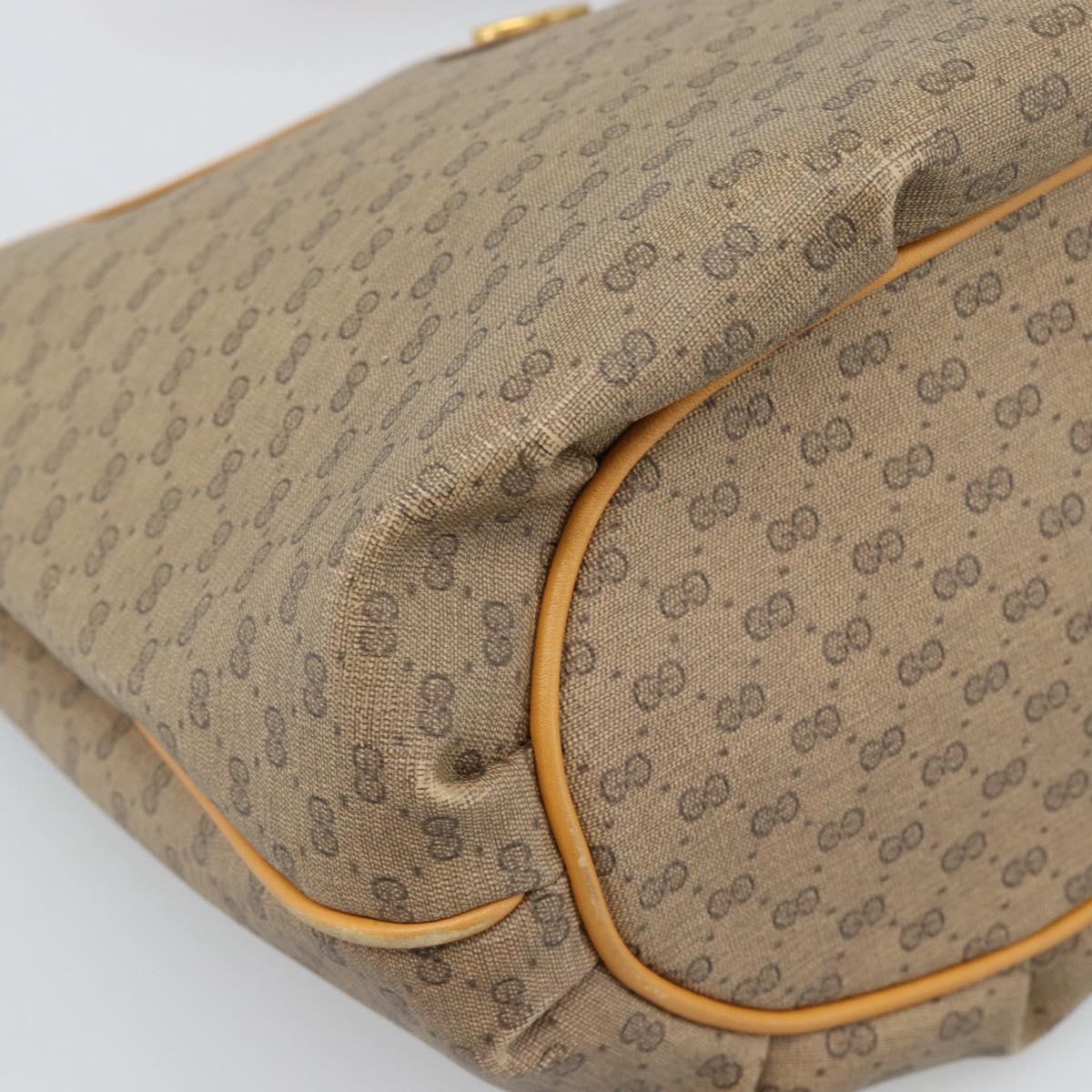 GUCCI Micro GG Supreme Shoulder Bag PVC Beige Gold Auth ka4765