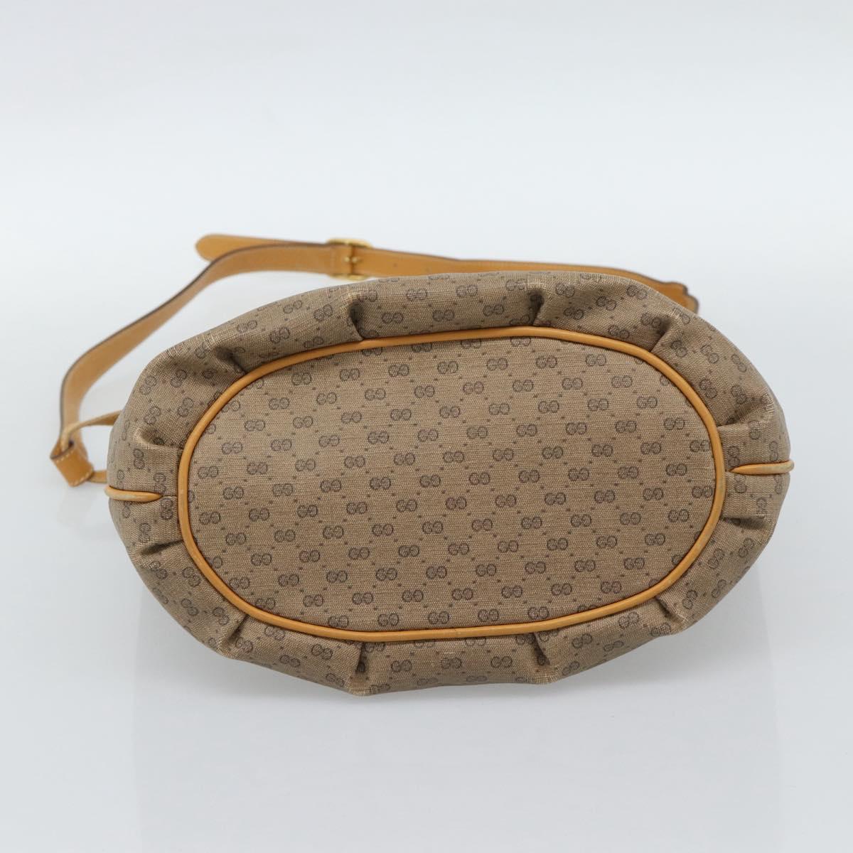 GUCCI Micro GG Supreme Shoulder Bag PVC Beige Gold Auth ka4765