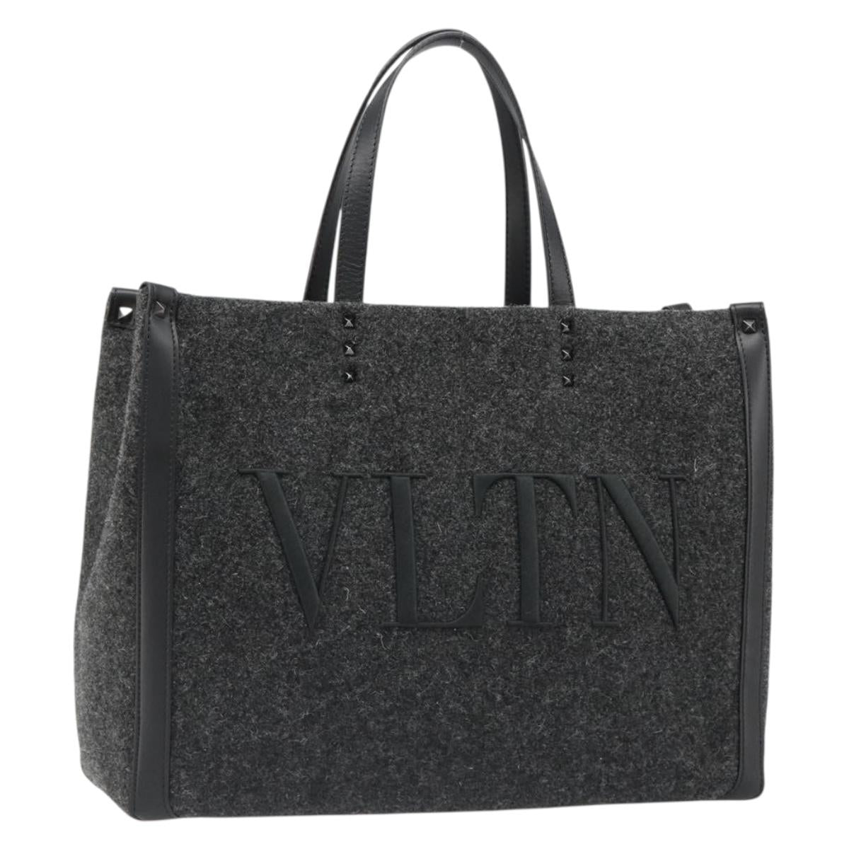 VALENTINO Tote Bag Wool Gray Auth ka4766V