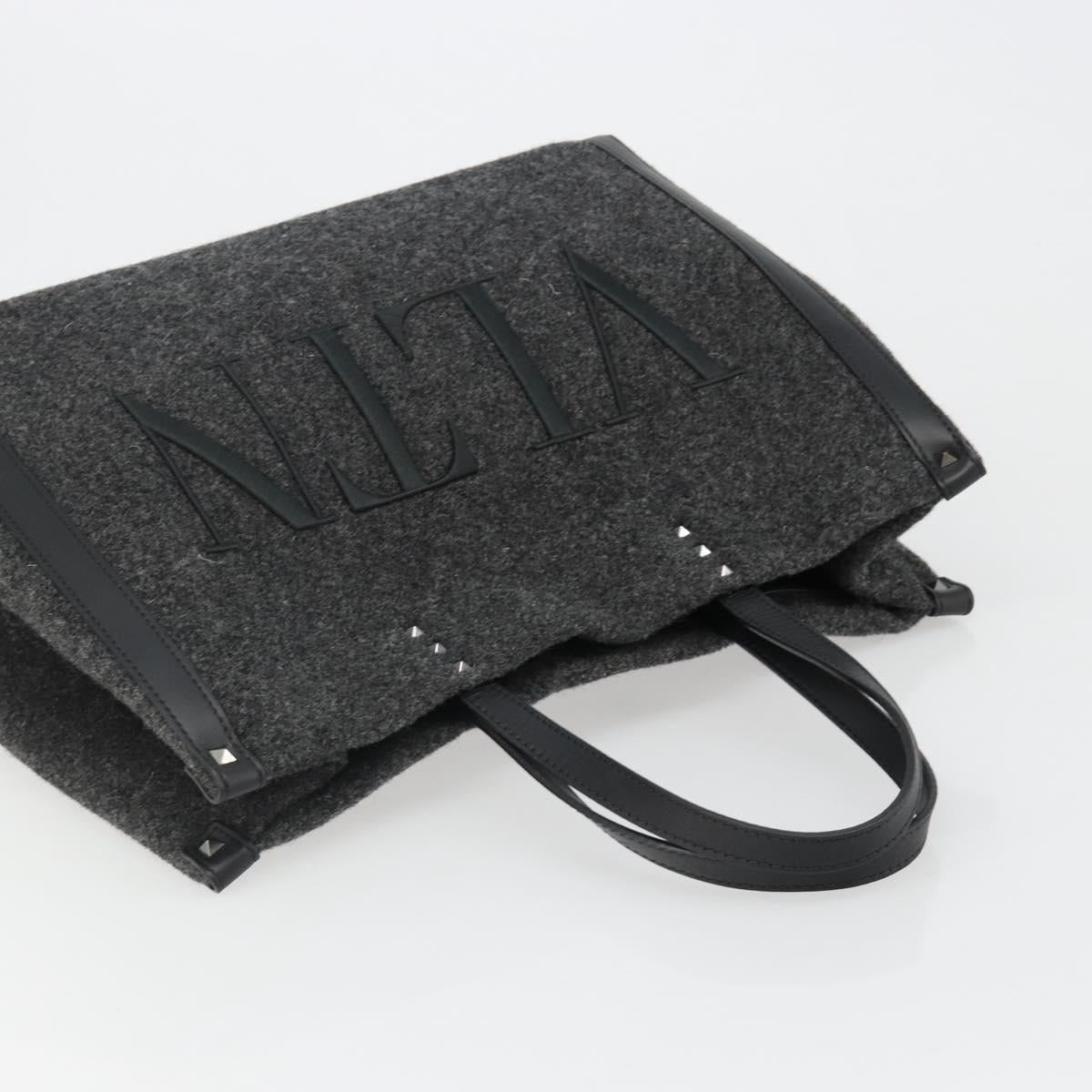 VALENTINO Tote Bag Wool Gray Auth ka4766V