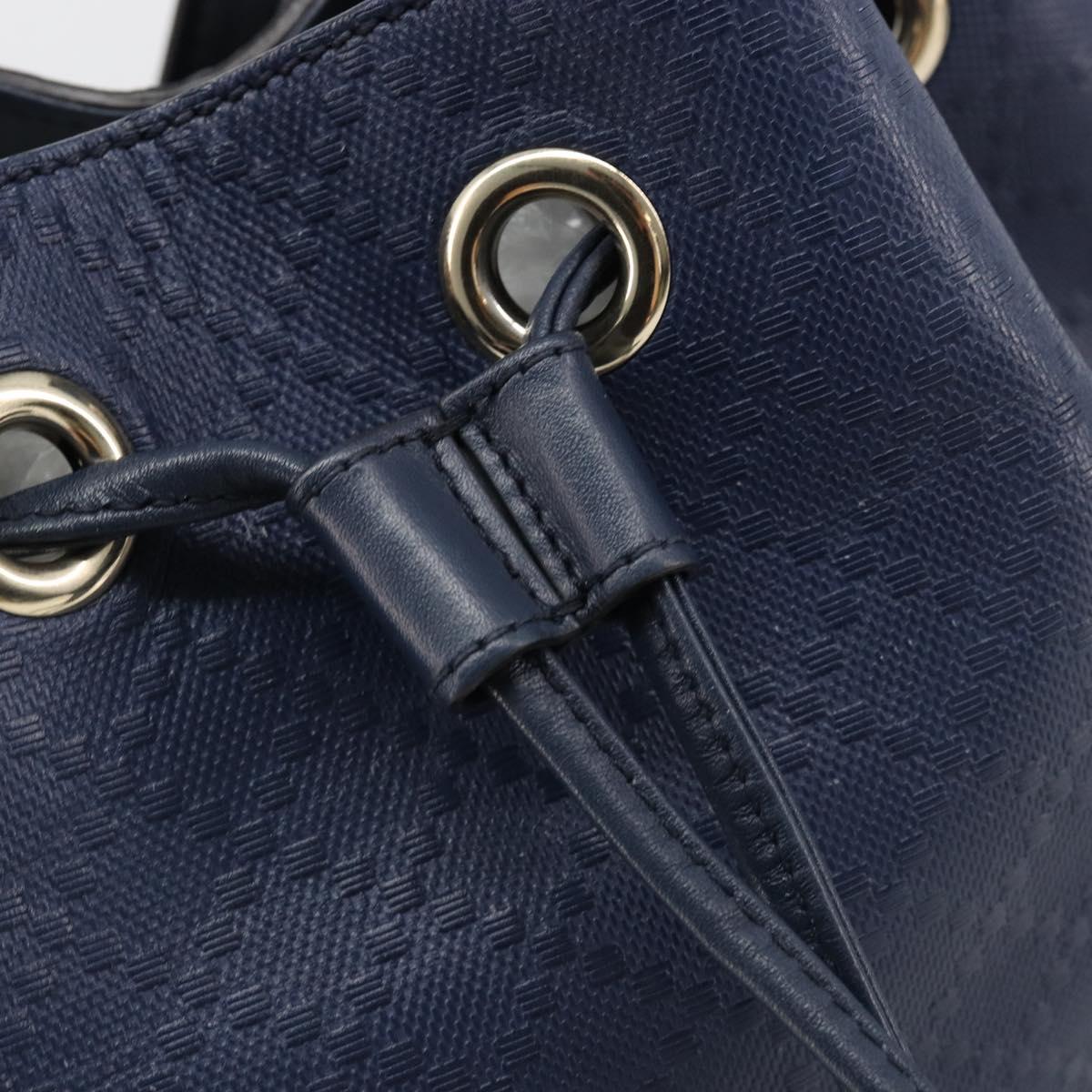 GUCCI Diamante Shoulder Bag Leather Navy Gold 354229 Auth ka4767