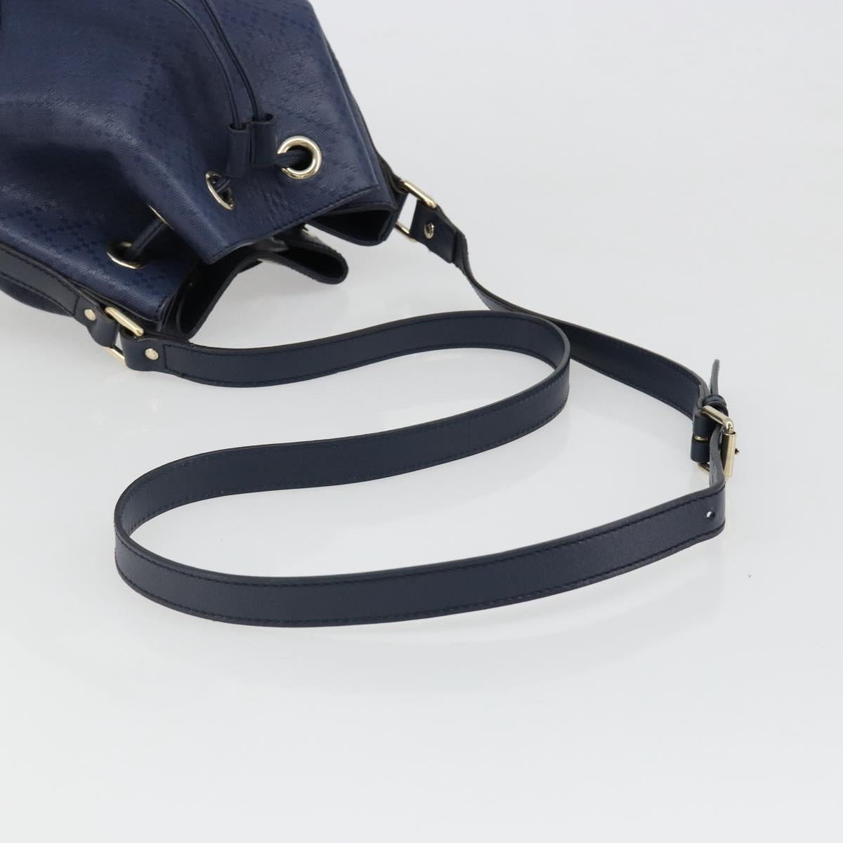 GUCCI Diamante Shoulder Bag Leather Navy Gold 354229 Auth ka4767