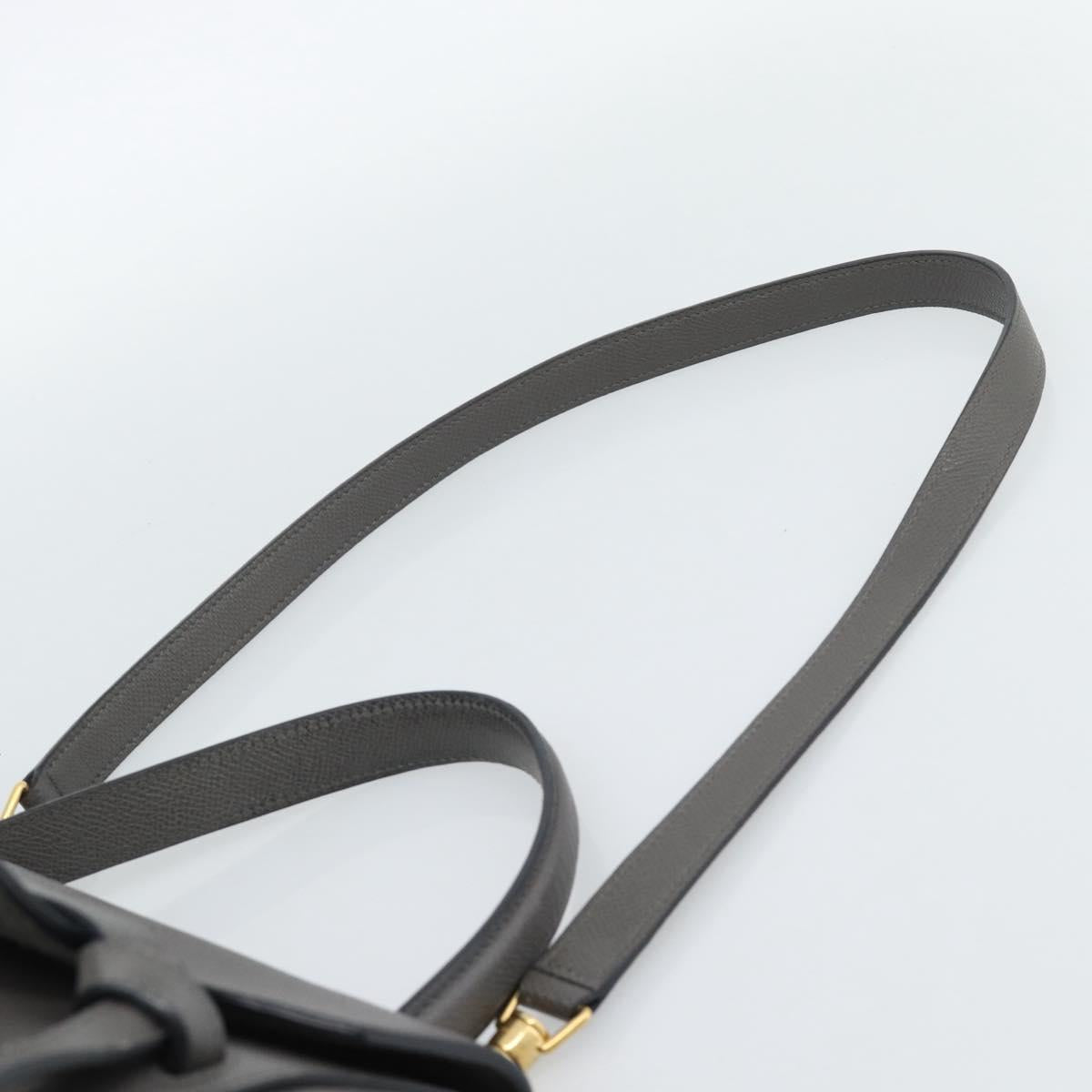 CELINE Micro Belt Hand Bag Leather 2way Gray Gold Auth ka4768V