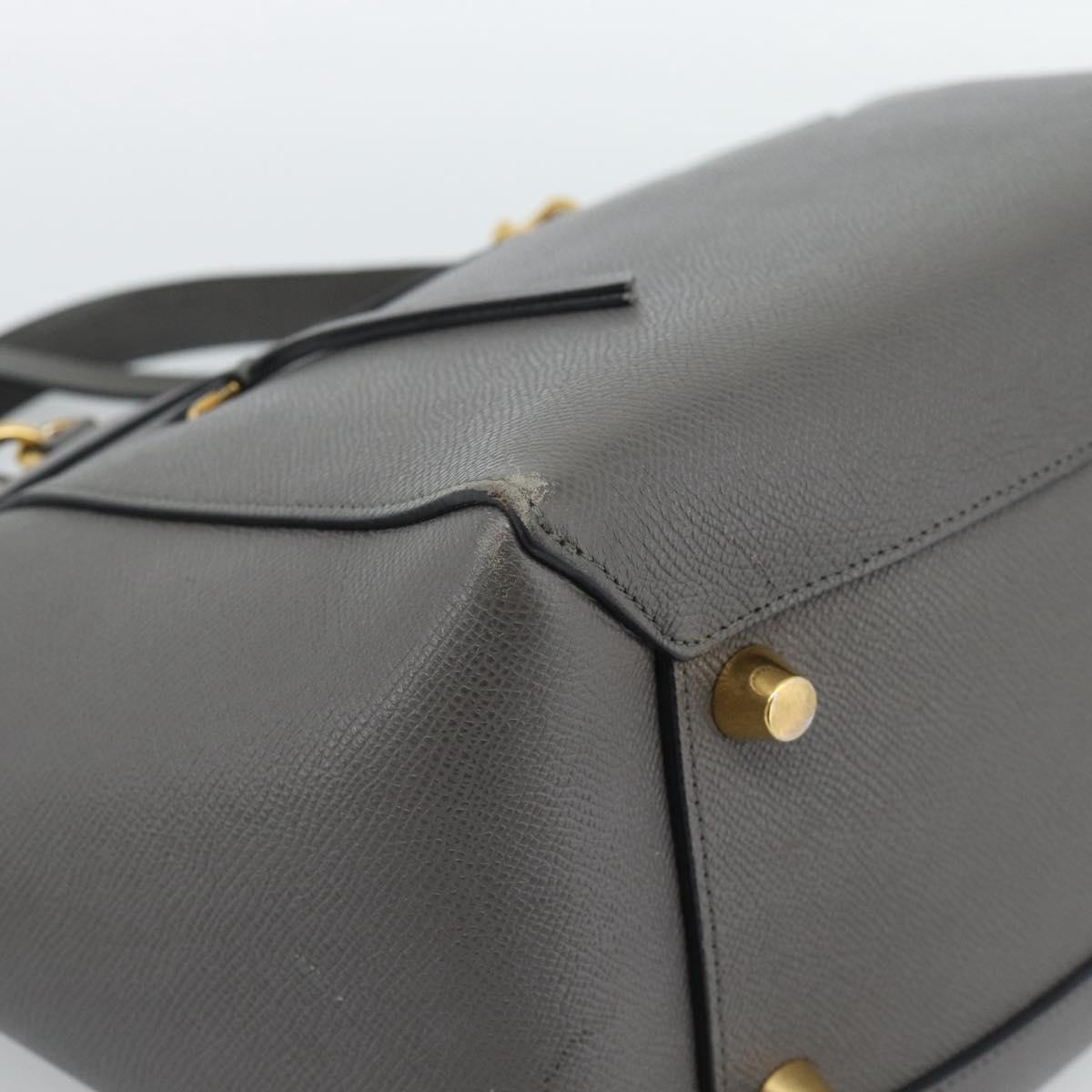 CELINE Micro Belt Hand Bag Leather 2way Gray Gold Auth ka4768V
