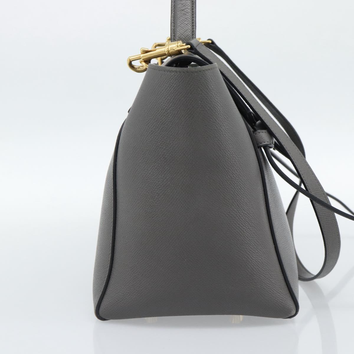 CELINE Micro Belt Hand Bag Leather 2way Gray Gold Auth ka4768V