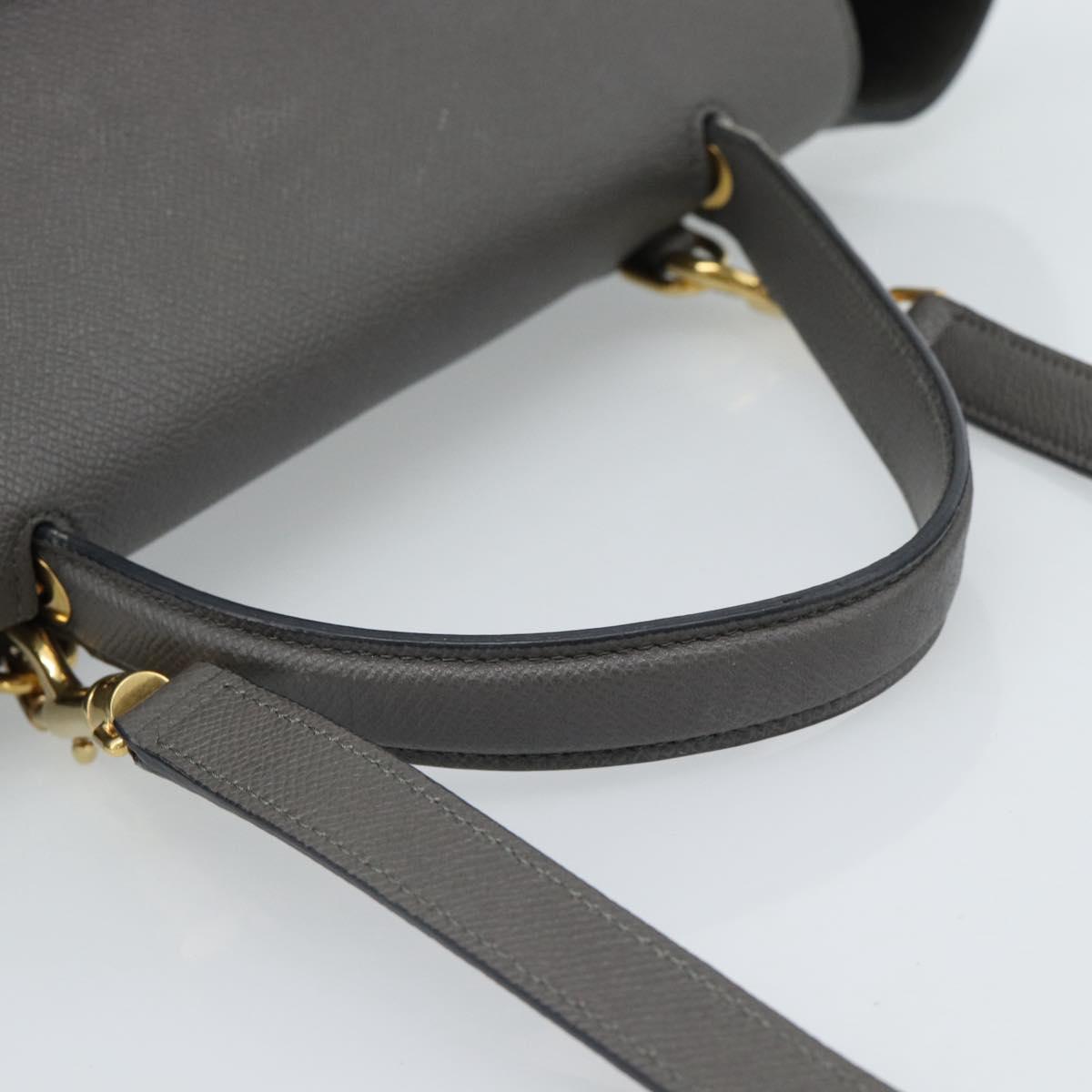 CELINE Micro Belt Hand Bag Leather 2way Gray Gold Auth ka4768V