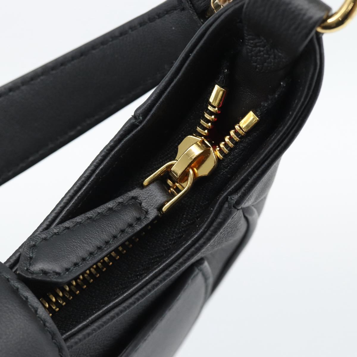 BVLGARI Hand Bag Leather 2way Black Gold Auth ka4770M