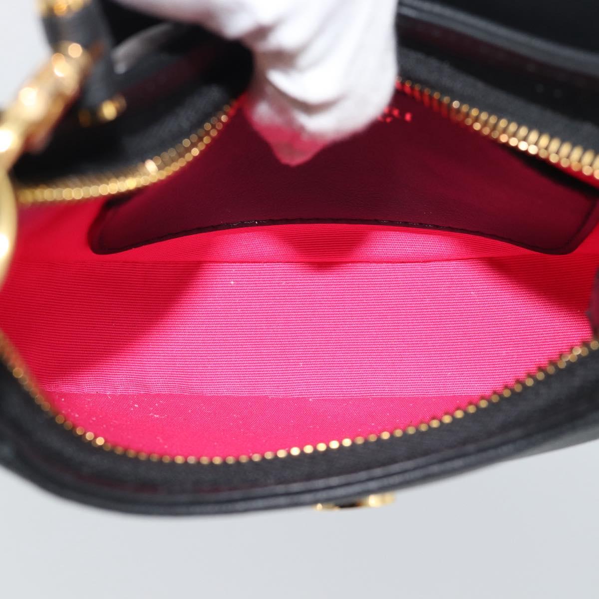 BVLGARI Hand Bag Leather 2way Black Gold Auth ka4770M