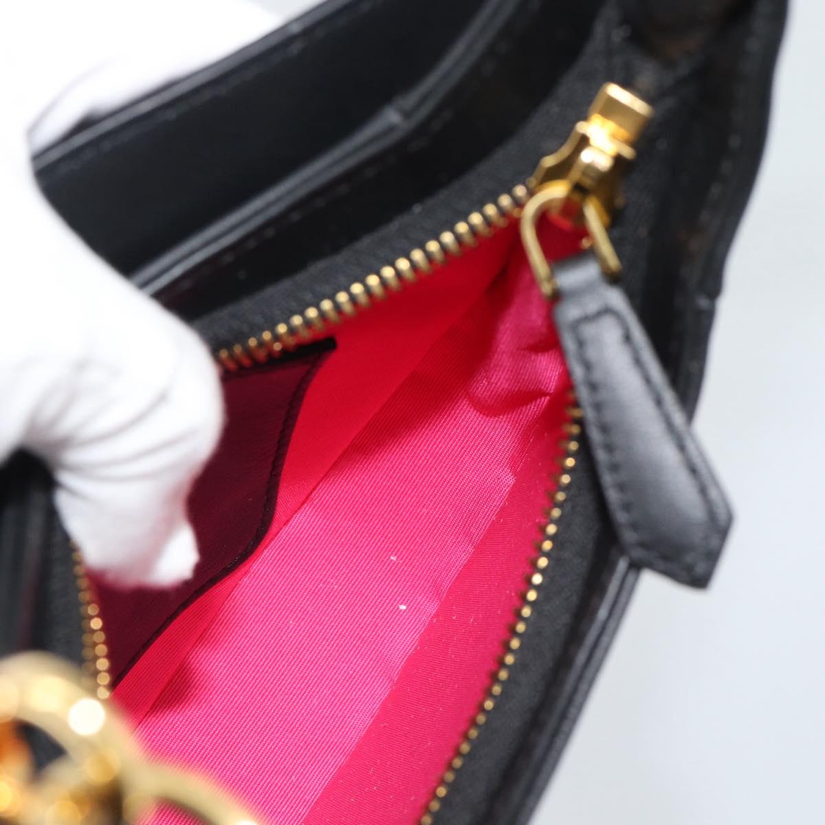 BVLGARI Hand Bag Leather 2way Black Gold Auth ka4770M