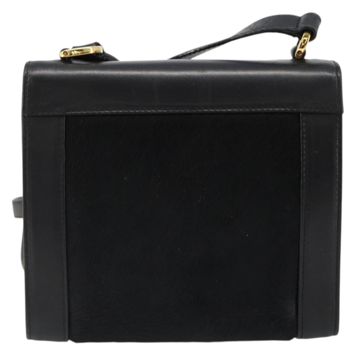 Salvatore Ferragamo Gancini Shoulder Bag Harako leather Black Gold Auth ka4773A