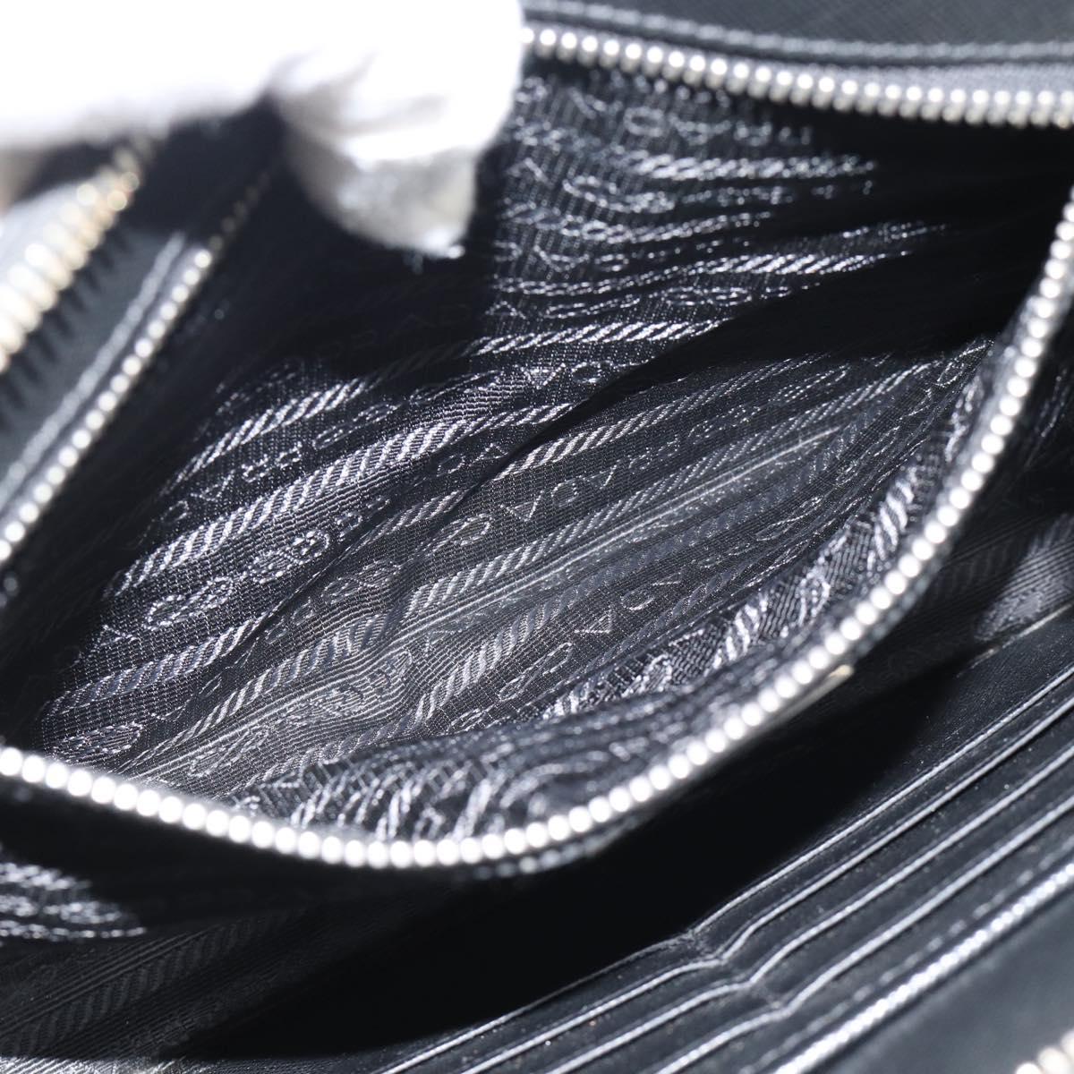 PRADA Clutch Bag Leather Black Silver Auth ka4774