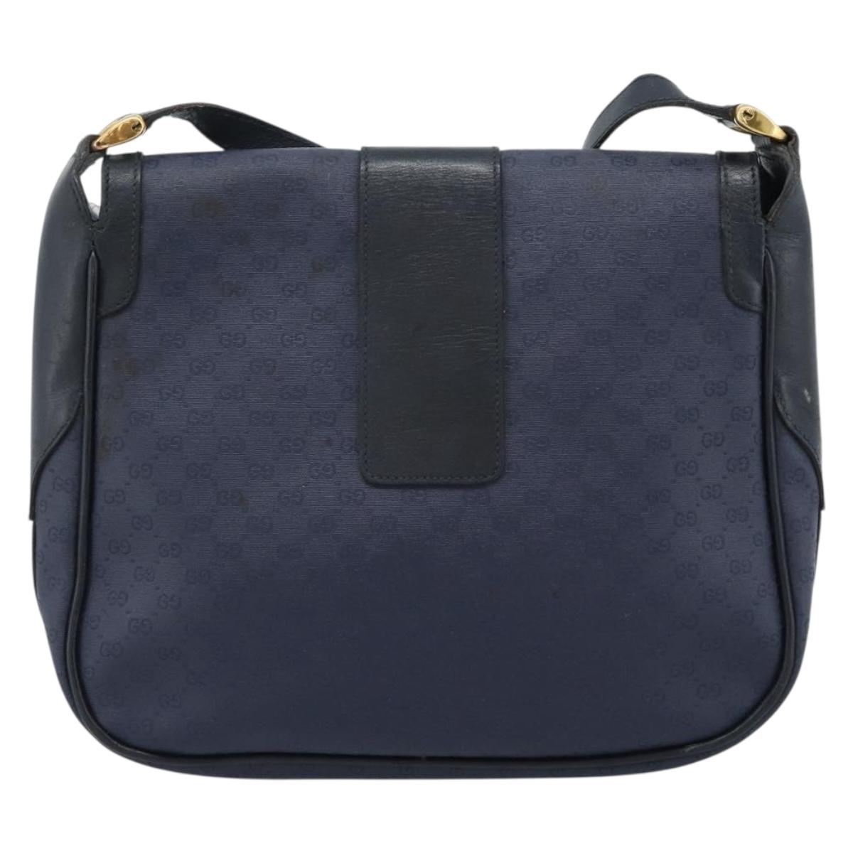 GUCCI Micro GG Supreme Shoulder Bag PVC Navy Gold 001 261 4425 Auth ka4776