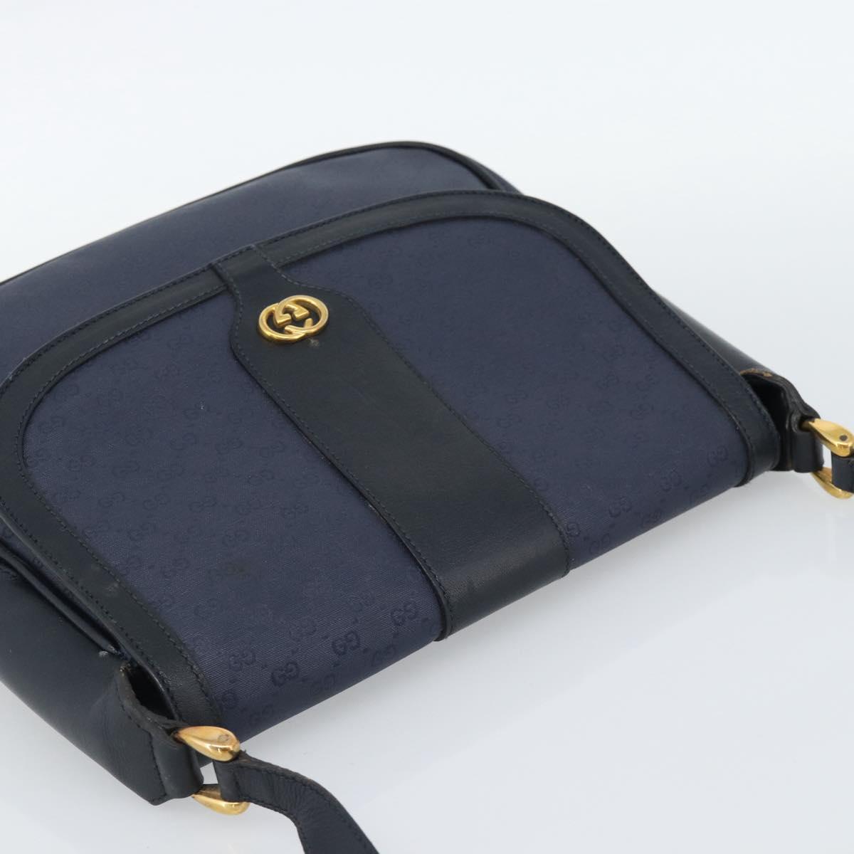 GUCCI Micro GG Supreme Shoulder Bag PVC Navy Gold 001 261 4425 Auth ka4776