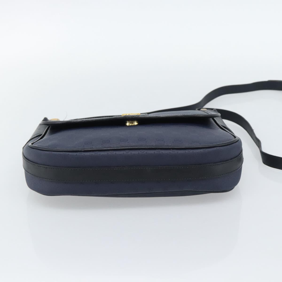 GUCCI Micro GG Supreme Shoulder Bag PVC Navy Gold 001 261 4425 Auth ka4776