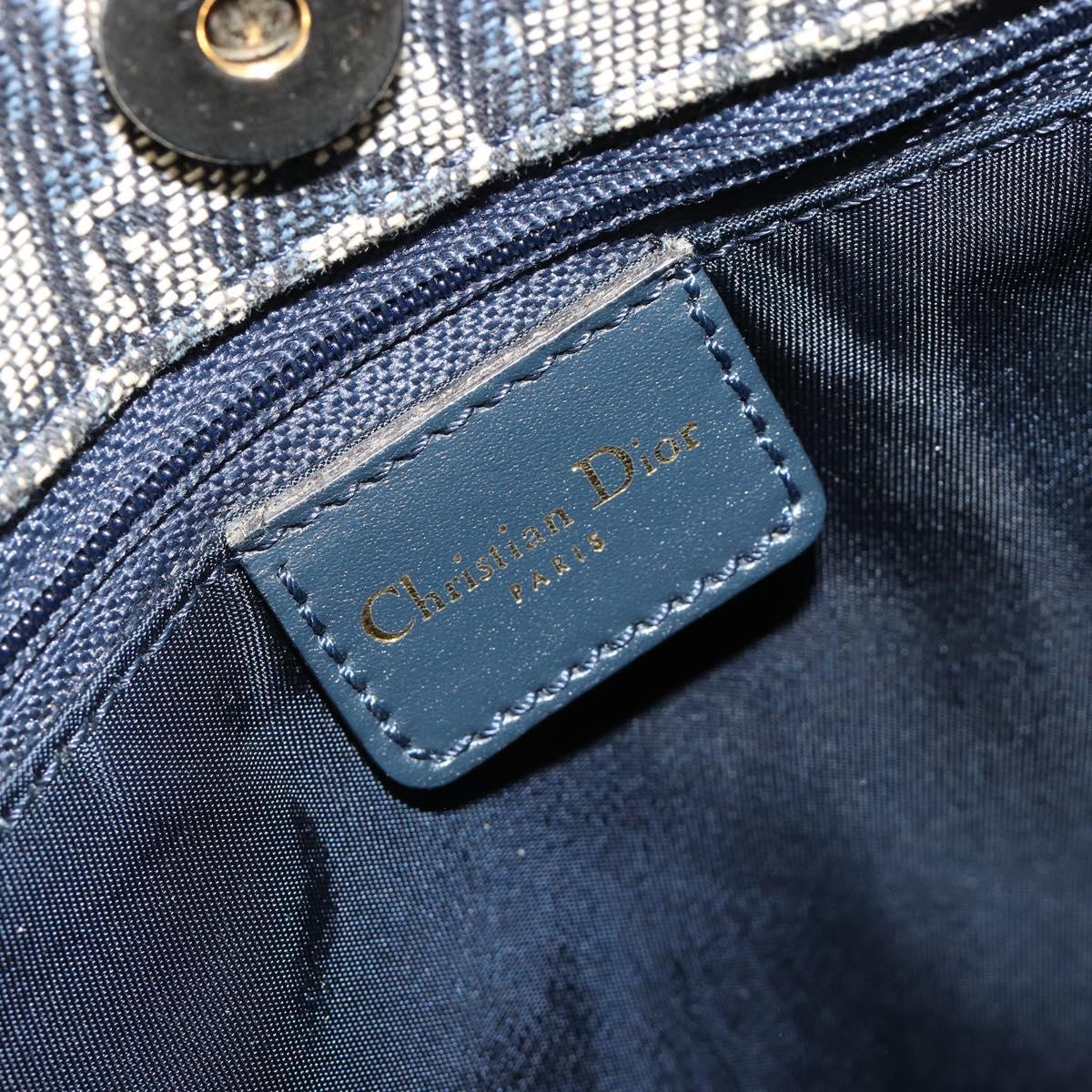 Christian Dior Trotter Canvas Hand Bag Navy Gold Auth ka4777
