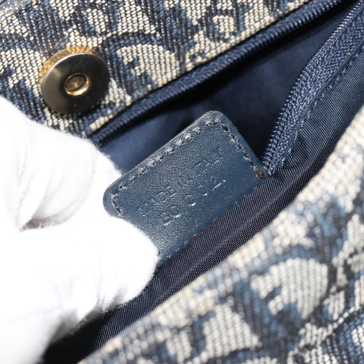 Christian Dior Trotter Canvas Hand Bag Navy Gold Auth ka4777