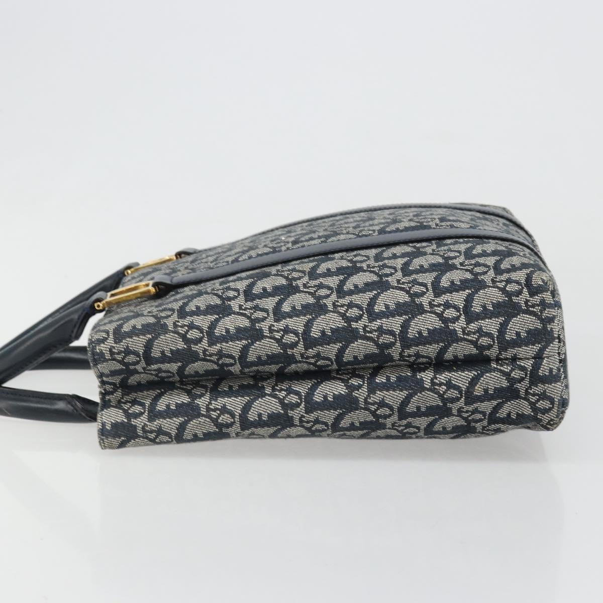 Christian Dior Trotter Canvas Hand Bag Navy Gold Auth ka4777