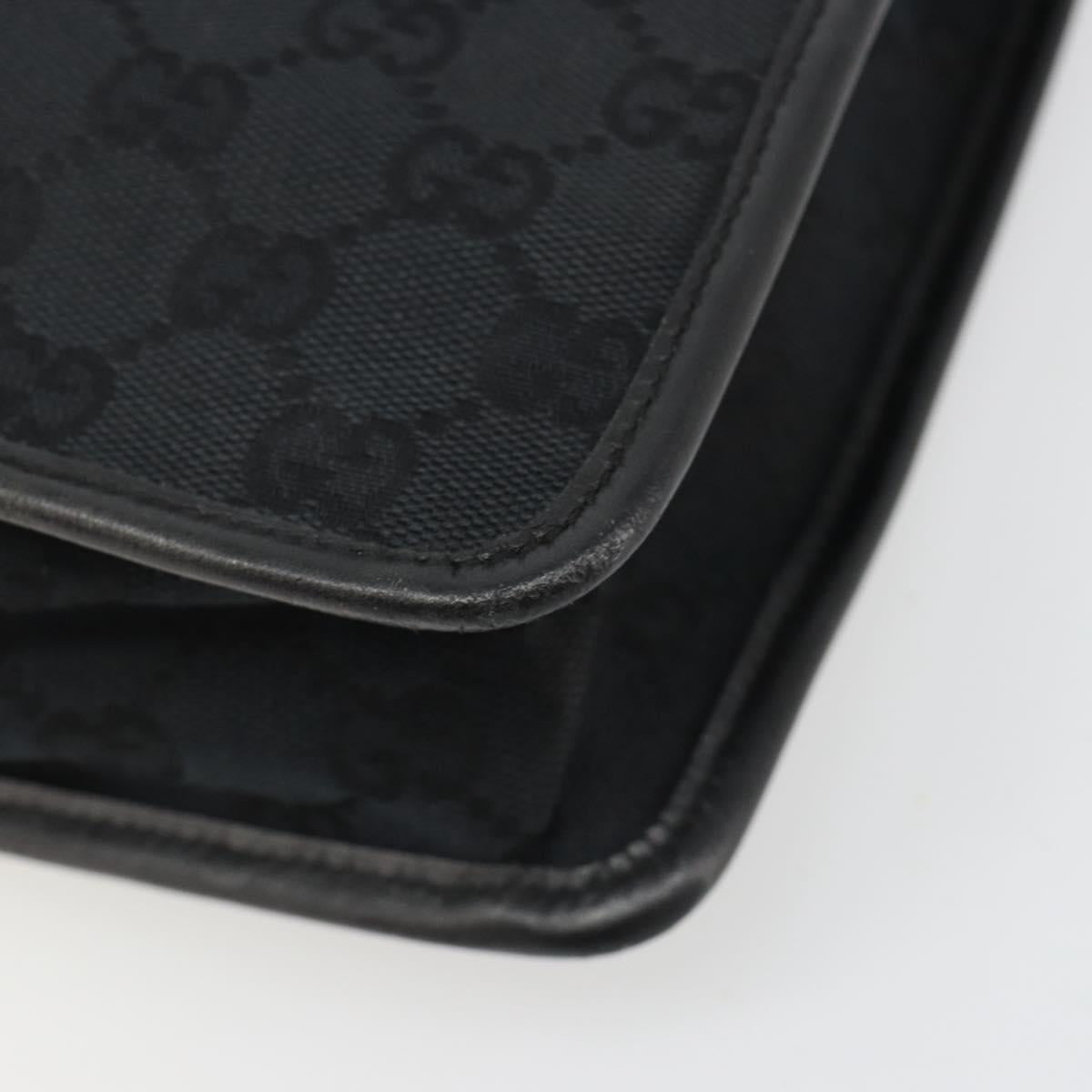 GUCCI GG Canvas Shoulder Bag Black Gold 91762 Auth ka4779A