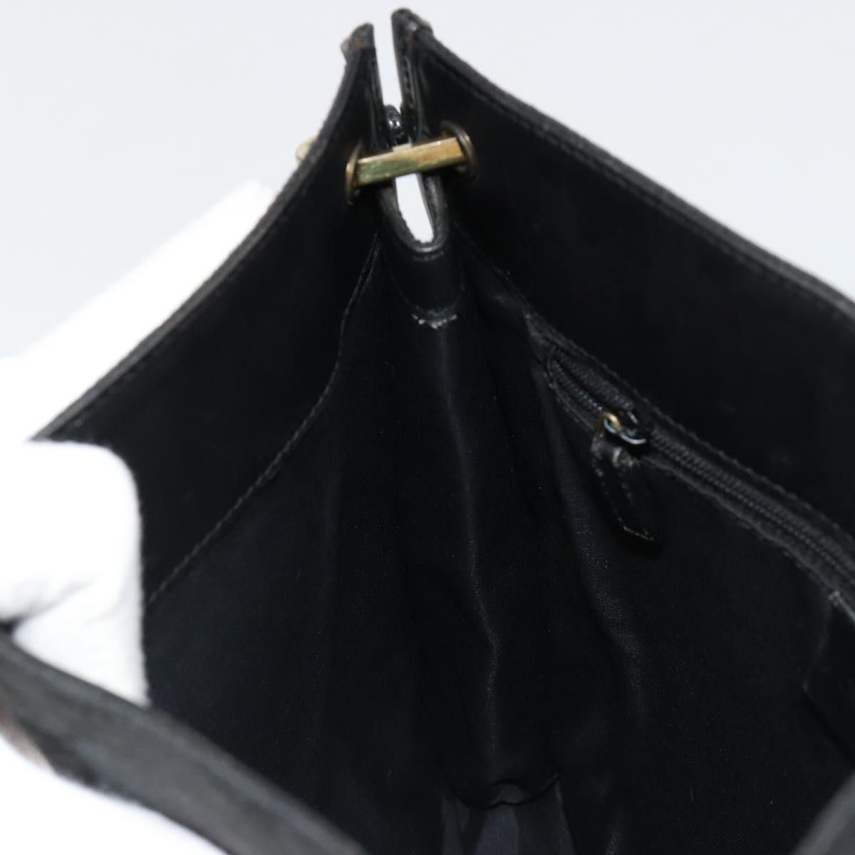 GUCCI GG Canvas Shoulder Bag Black Gold 91762 Auth ka4779A