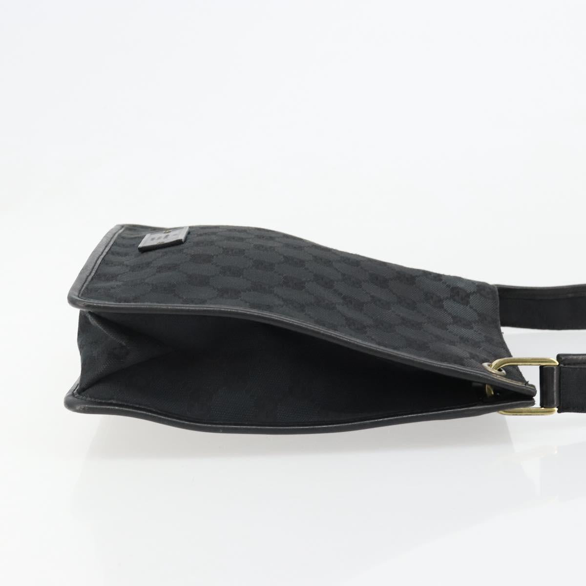 GUCCI GG Canvas Shoulder Bag Black Gold 91762 Auth ka4779A