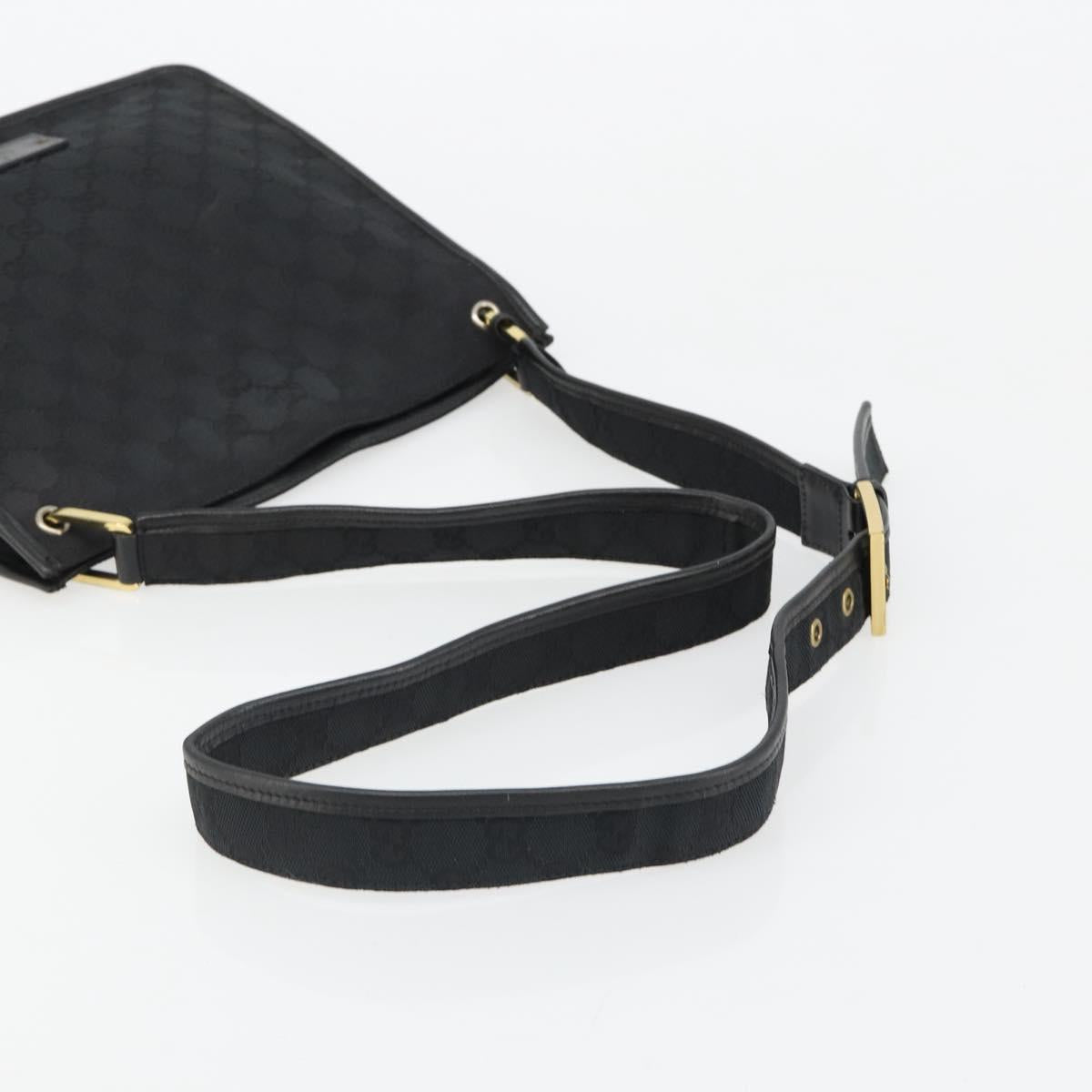 GUCCI GG Canvas Shoulder Bag Black Gold 91762 Auth ka4779A