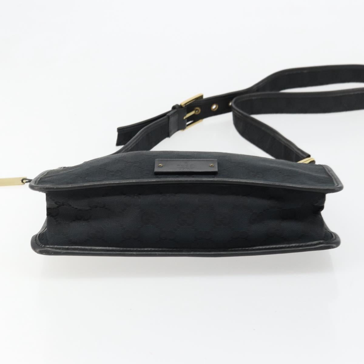 GUCCI GG Canvas Shoulder Bag Black Gold 91762 Auth ka4779A