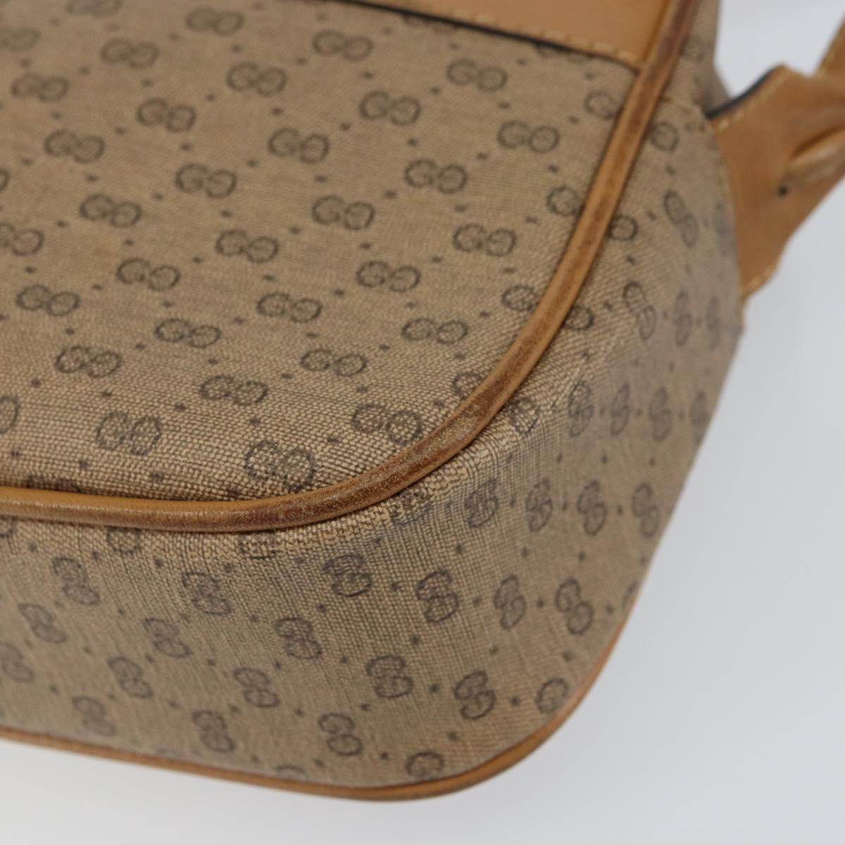 GUCCI Micro GG Supreme Shoulder Bag PVC Beige Gold Auth ka478