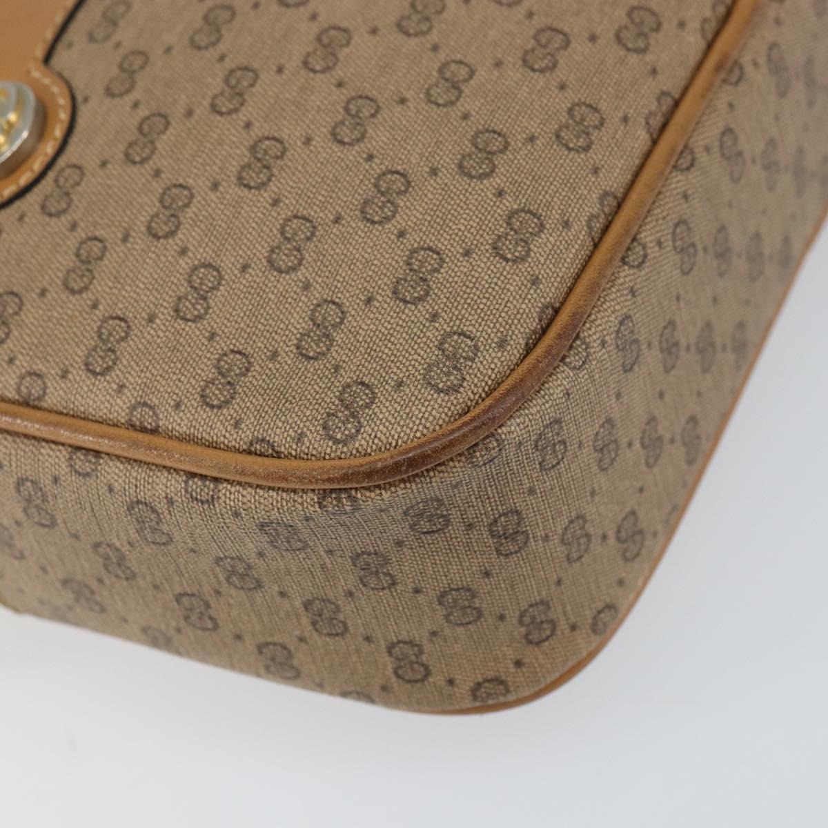 GUCCI Micro GG Supreme Shoulder Bag PVC Beige Gold Auth ka478