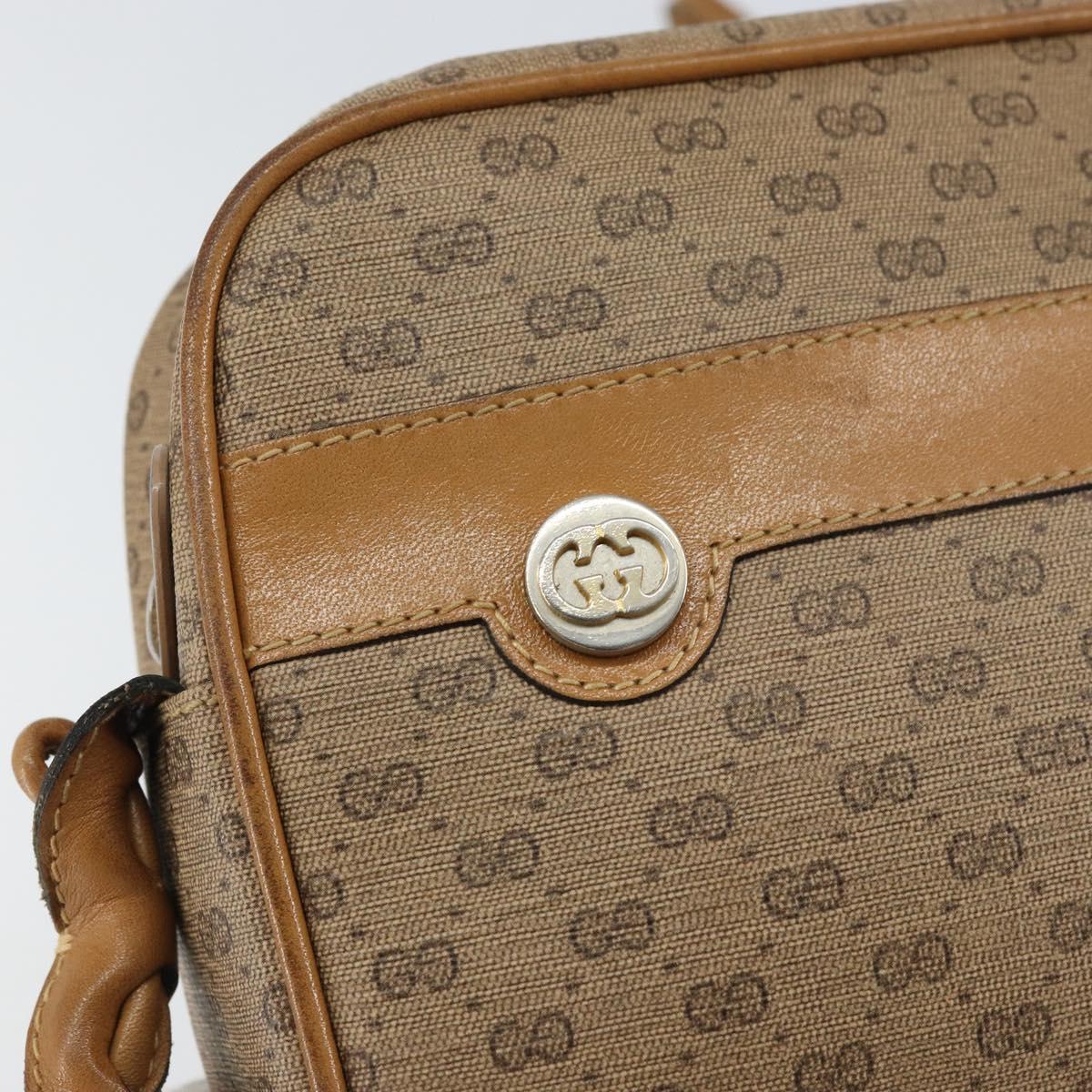 GUCCI Micro GG Supreme Shoulder Bag PVC Beige Gold Auth ka478