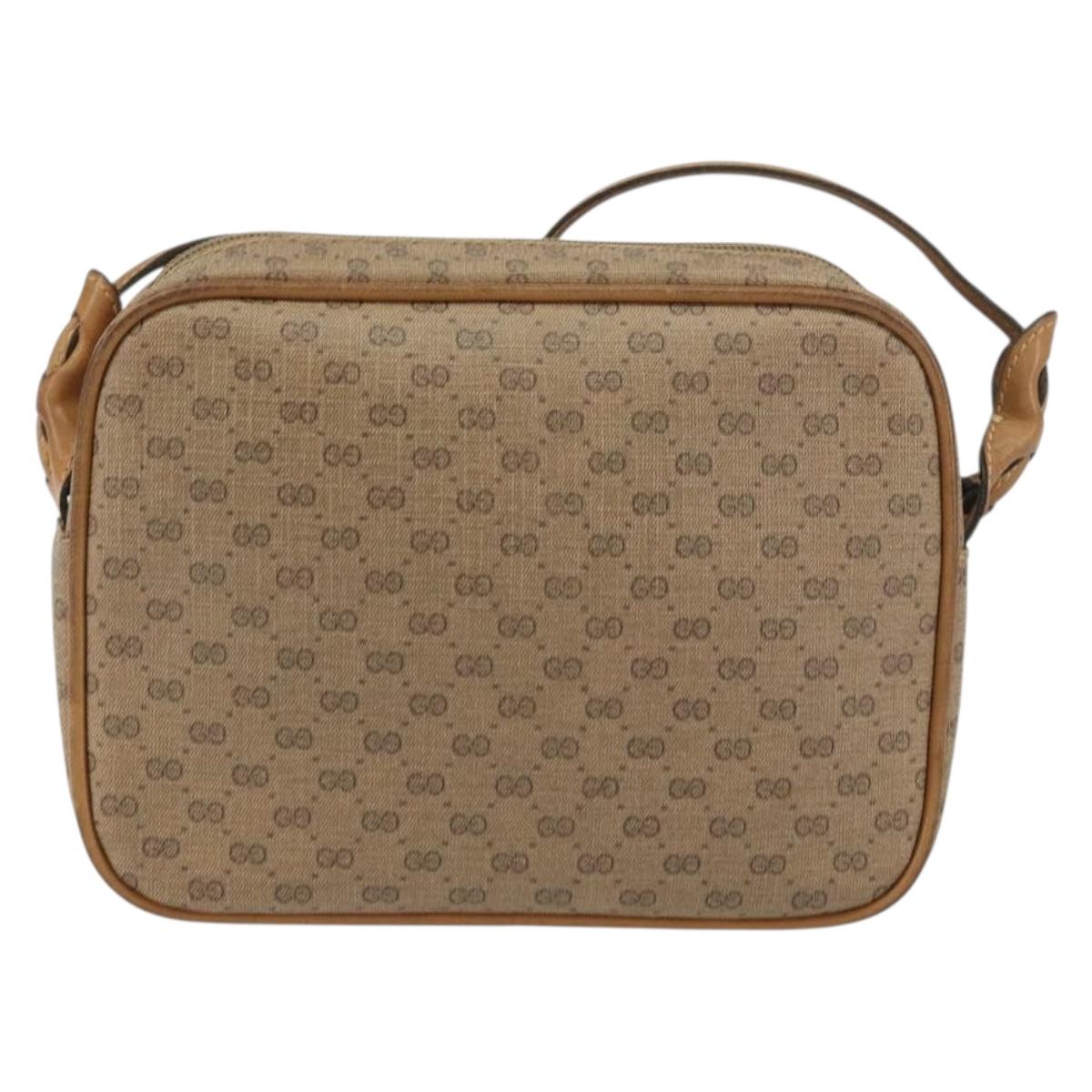 GUCCI Micro GG Supreme Shoulder Bag PVC Beige Gold Auth ka478