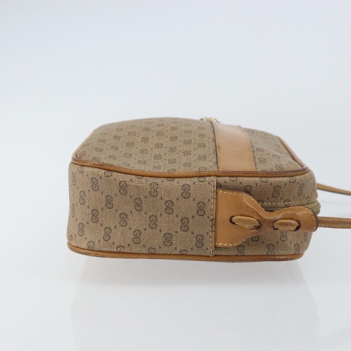 GUCCI Micro GG Supreme Shoulder Bag PVC Beige Gold Auth ka478