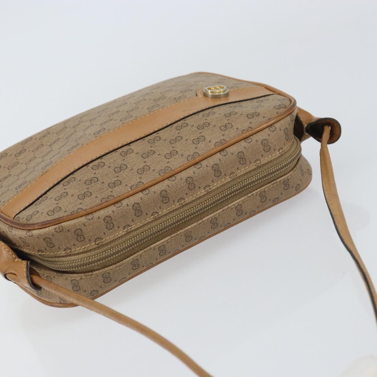 GUCCI Micro GG Supreme Shoulder Bag PVC Beige Gold Auth ka478