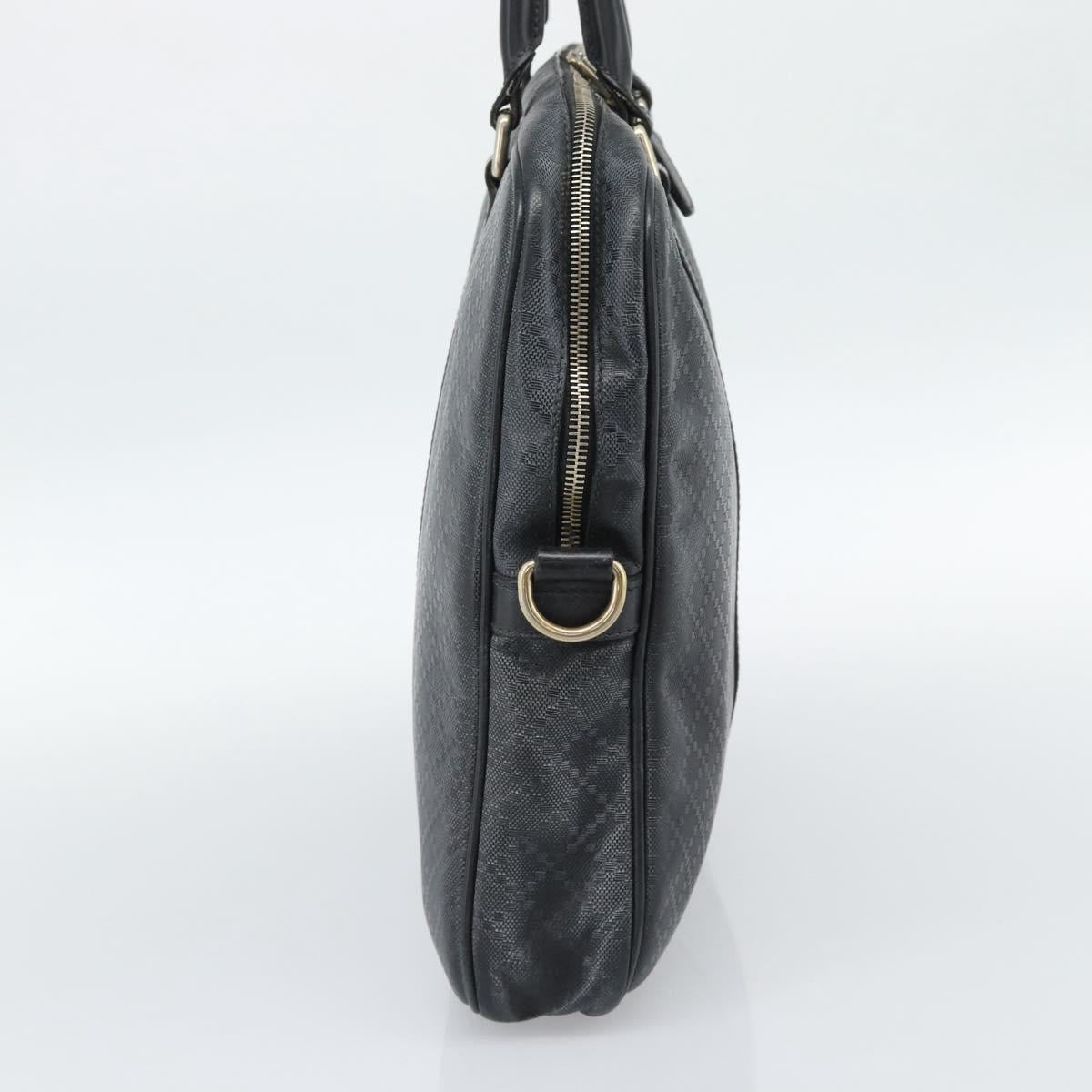 GUCCI Diamante Business Bag Leather Black Gold 208463 Auth ka4780