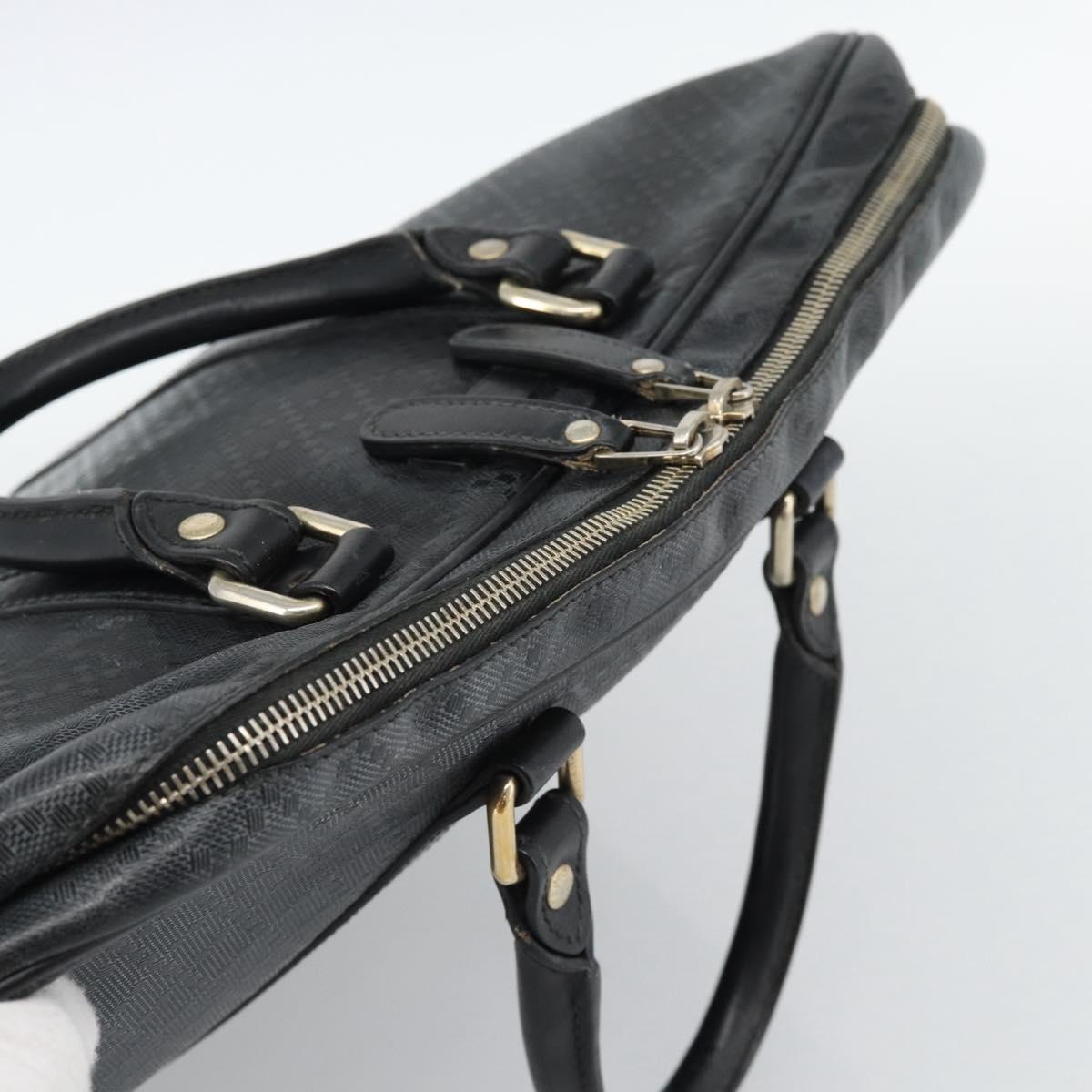 GUCCI Diamante Business Bag Leather Black Gold 208463 Auth ka4780
